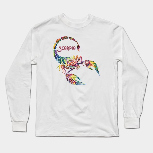 Vibrant Zodiac Scorpio Long Sleeve T-Shirt by Mazzlo Shop